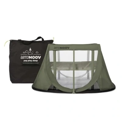 Abbildung von AeroMoov Instant Reisebett Baby 2 Sekunden Aufbau Superleicht und Kompakt Ebenen für Babys Kleinkinder Hochwertiger Matratze Green Moss