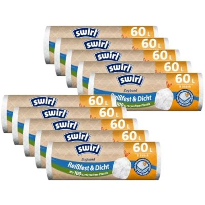 Abbildung von 10x Swirl Zugband Müllbeutel 60L (10 stk./Rolle)