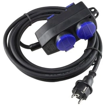 Abbildung von ChiliTec Verlängerungskabel 4fach Steckdose 5m Kabel IP44 Aussen 4 Schutzkontakt Steckdosen mit Klappdeckel H07RN F 3G1,5mm² Gummikabel Öse zum Hängen Schwarz