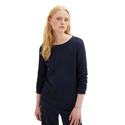 Abbildung von TOM TAILOR Denim Damen Sweatshirt mit Logo Print, sky captain blue, S