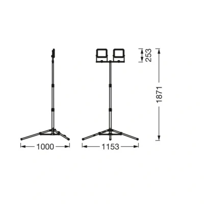 Abbildung von LEDVANCE LED Tragbare Arbeitsleuchte für Aussenanwendungen, Worklight Value mit zusammenklappbarem Tripod Ständer und 2x 30W Strahler, Tageslichtweiss (6500K), Dunkelgrau, 1er Pack