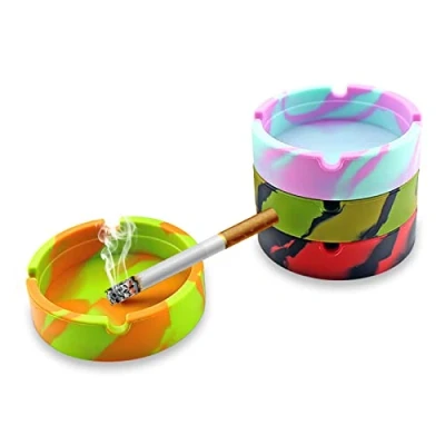Abbildung von 4PCS Wird Nicht Brechen Aschenbecher for Cigarettes Modern Table Top Ashtray Portable with Non Slip Silikonkautschuk Outdoor and Indoor Use