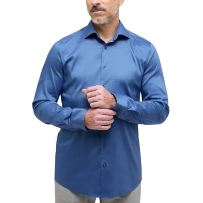 Abbildung von ETERNA Slim Fit Performence Hemd Langarm New Kent Stretch Rauchblau Größe 40