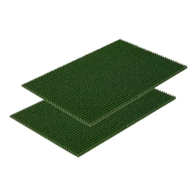 Abbildung von Wetterfeste Fußmatte Garten Grün 2er Set 40 x 60 cm Schmutzfangmatte außen Fussmatte leicht zu reinigen Türmatte Plastik Borsten 2 hoch
