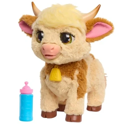Abbildung von Just Play furReal Maggie, die Kuh, Funktionsplüschtier, interaktives Spielzeug, 50+ Geräusche und Reaktionen, Plüschtier, Kinderspielzeug ab 4 Jahren, 28cm, Hochlandrind