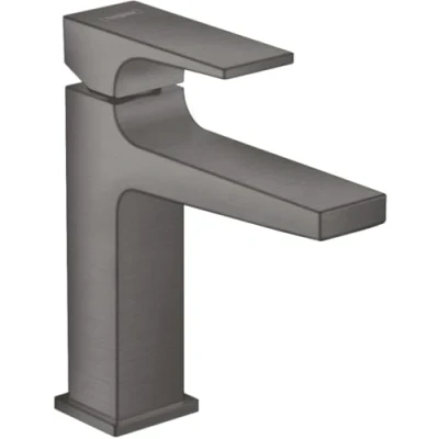 Abbildung von hansgrohe Wasserhahn Metropol, wassersparende Armatur mit Komfort Höhe 110mm Push Open Ablaufgarnitur, Brushed Black Chrome