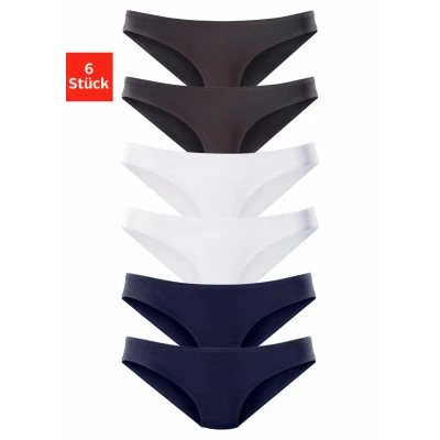 Abbildung von Lascana Vivance Active 6 PACK Slip, Damen, Größe: 32/34, Marine/schwarz/weiß
