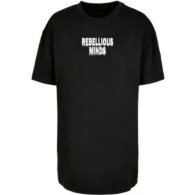 Abbildung von Merchcode Rebellious Minds Oversized Boyfriend TEE Tshirt print, Damen, Größe: XXL, Black