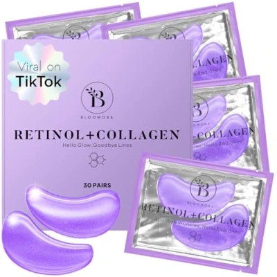 Abbildung von BLOOMORA Retinol &amp; Collagen Augenpads (30 Paare) Eye Pads mit Niacinamid Hyaluron Gegen Augenringe Entfernen Patches