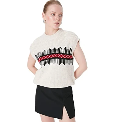 Abbildung von TRENDYOL Damen Patterned Knitwear Sweater, Greige, M EU