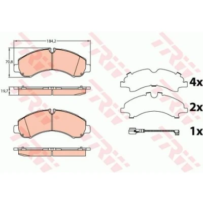 Abbildung von TRW GDB3645 Bremsbelagsatz inkl. Verschleißwarnkontakt mit Zubehör MITSUBISHI: Canter 7.Generation