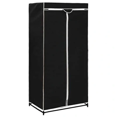 Abbildung von yorten Garderobe Stoffschrank Faltkleiderschrank Kleiderschrank Stoffkleiderschrank Mit Reißverschlüssen 75 x 50 160 cm (B T H) Schwarz