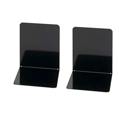 Abbildung von Wedo 1021101 Buchstütze (aus Metall, breite Ausführung, 14 x 12 cm) 2 Stück, schwarz