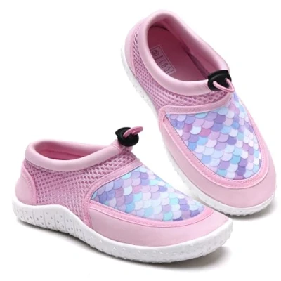 Abbildung von Wasserschuhe Kinder Mädchen Badeschuhe Kleinkind Schwimmschuhe Strandschuhe Aquaschuhe(Fischschuppen,34)