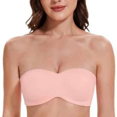 Abbildung von MELENECA Damen Trägerloser BH Bügel,Ohne Einlagen,Große Größe Minimizer Bandeau Erröten 80C