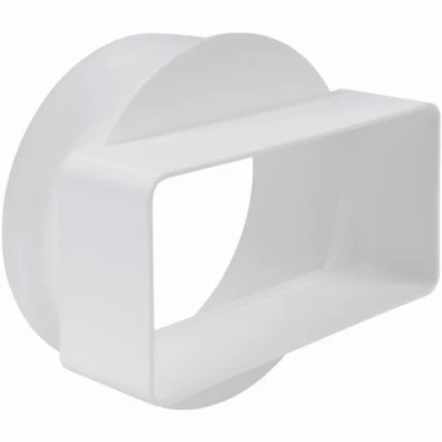 Abbildung von 110 x 55 mm / 11 5,5 cm verkürzt Rechteckiger Flachkanal verbindung für Rundrohr Ø100 Lüftungssystem, Heizen, Kühlen Lüftungselement begrenzte Platzverhältnisse.