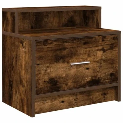 Abbildung von vidaXL Nachttisch mit Schublade Räuchereiche 51x31x47 cm, Nachtschrank, Nachtkommode, Betttisch, Nachtkonsole, Bettschrank, Beistelltisch Schlafzimmer