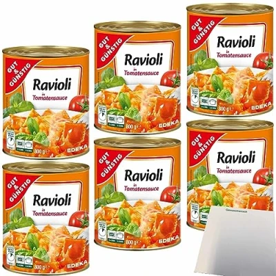 Abbildung von Gut&amp;Günstig Ravioli in Tomatensauce gefüllte Teigtaschen mit fleischhaltiger Füllung 6er Pack (6x800g Dose) + usy Block