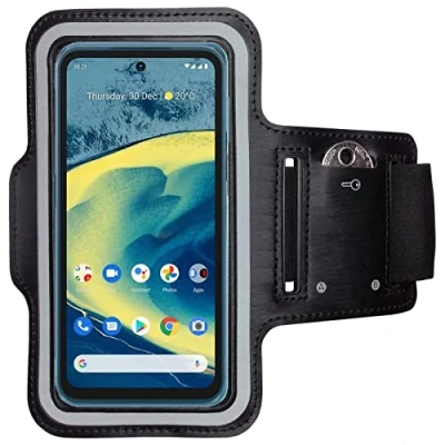 Abbildung von CoverKingz Sportarmband für Nokia XR20 Armtasche mit Schlüsselfach Oberarm Halterung Sport Laufarmband Handy Armband Schwarz