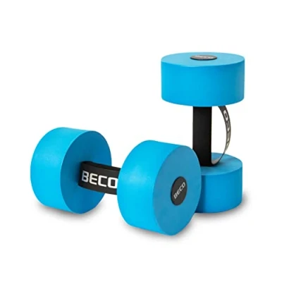 Abbildung von BECO Hanteln Aquafitness Kurzhanteln für Aquajogging, Wassergymnastik &amp; Schwimmunterricht, Aquahanteln aus Schaumstoff mit Schlaufengriff 1 Paar, Größe: L, 27 x15 cm