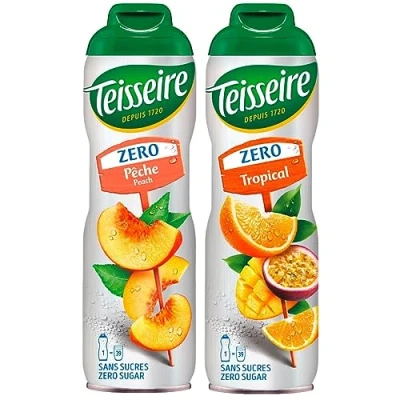 Abbildung von Teisseire Sirup Zero Pfirsich &amp; Tropical je 600ml Cocktails Milchshakes