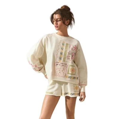 Abbildung von Next Regular FIT Pretty Embroidered Graphic Crewneck Sweatshirt, Damen, Größe: XL, Ecru