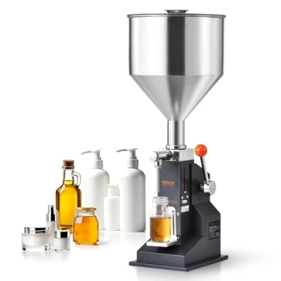 Abbildung von VEVOR 5100 ml Abfüllmaschine Manuell Flüssigkeitsabfüllmaschine aus lebensmittelechtem Edelstahl 304 Silikon PTFE Filling Machine Inkl. zwei Düsen 4 mm /8 ideal zum Abfüllen von Honig Öl Essenz
