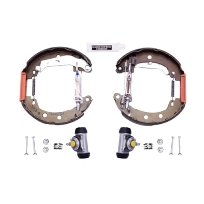 Abbildung von HELLA Shoe Kit Pro 8DB 355 004 261 Bremsensatz, Trommelbremse mit Radbremszylinder, Stellelement RENAULT: MEGANE 1, 1 Cabriolet