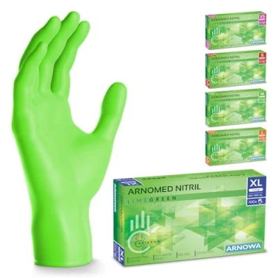 Abbildung von 500 Stück ARNOMED Einweghandschuhe Grün, Einmalhandschuhe XL, Nitril Handschuhe Einweg, Nitrilhandschuhe puderfrei, Gummihandschuhe Schutzhandschuhe, in XS, S, M, L, XL