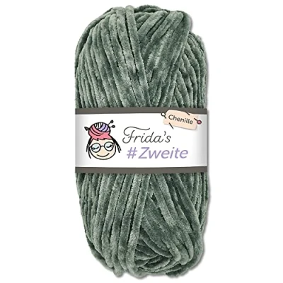 Abbildung von Frida&#039;s #Zweite Wolle 100g Chenille Amigurumi Stricken &amp; Häkeln weich (20 Dunkelgrau)