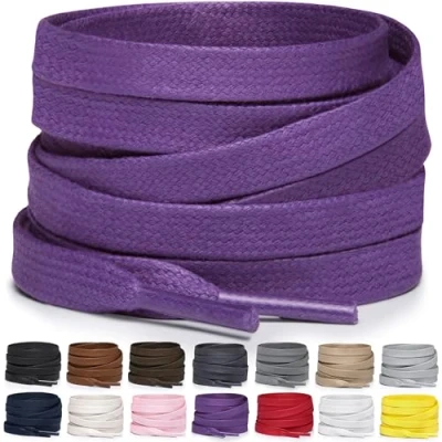 Abbildung von Miscly Schnürsenkel Flach Gewachst Reißfest für Steifel und Lederschuhe 100% Baumwolle Ø 6mm (69 cm, Violett)