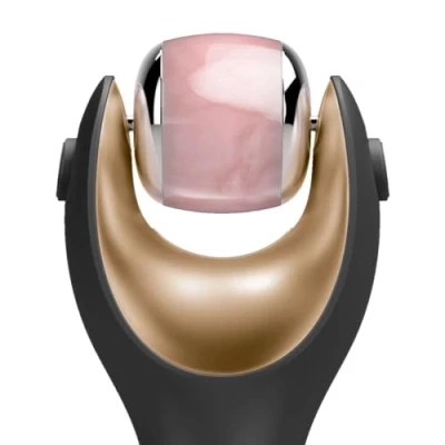 Abbildung von Rosenquarzkopf für GESKE SmartAppGuided™ MicroNeedle Face Roller 9 in 1 Anti Aging Detox Microneedling Aufsatz Hautregeneration mit natürlichem Glanz 100% reiner brasilianischer Rosenquarz