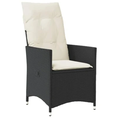 Abbildung von vidaXL Gartenstuhl Gartensessel Verstellbar mit Kissen Schwarz Poly Rattan
