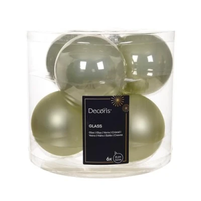 Abbildung von Kaemingk Weihnachtskugeln Glas 8cm 6 Stück matt &amp; glänzend Große Christbaumkugeln Weihnachtsbaumkugeln für Weihnachten Christbaumschmuck Weihnachtsbaumschmuck Hell Minze