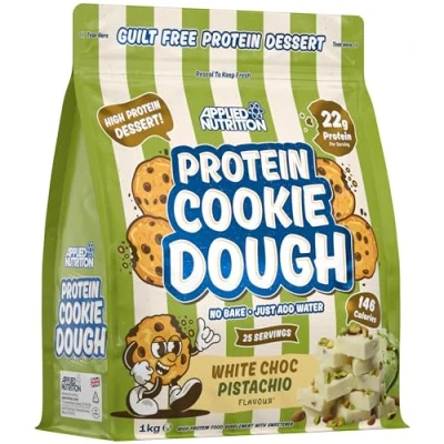 Abbildung von Applied Nutrition Protein Cookie Dough Hochwertiger Proteinsnack, Über 22 g pro Portion, Verzehrfertig Kalorienarm, Gesundes Naschen (1kg, White Chocolate Pistachio)