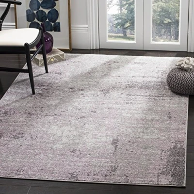 Abbildung von SAFAVIEH Modern Teppich für Wohnzimmer, Esszimmer, Schlafzimmer Adirondack Collection, Kurzer Flor, Hellgrau und Lila, 91 X 152 cm