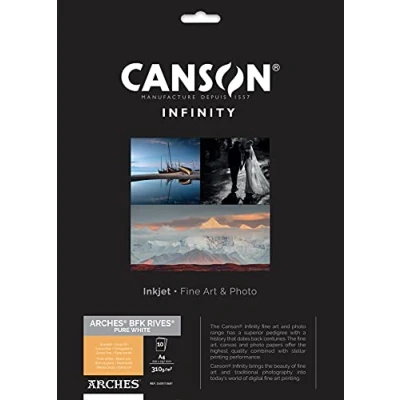 Abbildung von CANSON INFINITY ARCHES® BFK RIVES PURE WHITE, C400110681, Digital Fine Art Papier, DIN A4 (21,0 x 29,7cm), 10 Blatt, 310 g/m2