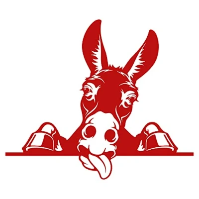 Abbildung von Finest Folia Aufkleber Peeking Animals Tiere Deko Sticker selbstklebend wasserfest für Auto Kühlschrank Laptop Koffer Autoaufkleber K151 (Karminrot, 03 Esel)