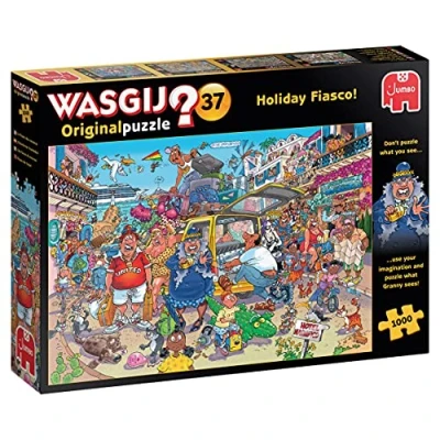 Abbildung von JUMBO Spiele Puzzle 25004 Wasgij Original 37 Holiday Fiasco!, 1000 Teile Puzzle, Puzzleteile, Made in Europe