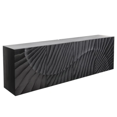 Abbildung von riess ambiente Sideboard SCORPION 180cm schwarz (Einzelartikel, 1 St), Wohnzimmer · Massivholz Mango TV Schrank hängend Industrial