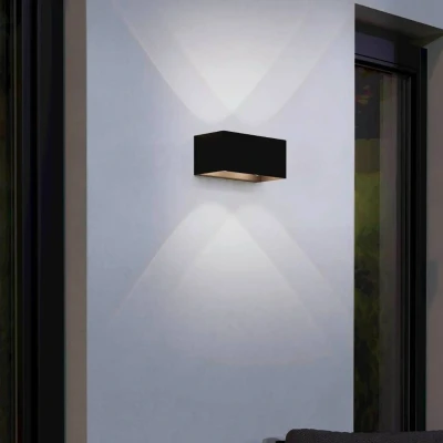 Abbildung von EGLO LED Außenleuchte Lesmo, Wandleuchte außen mit Up und Down Beleuchtung, Wand Außenbeleuchtung aus Aluminium in Schwarz, Außenlampe warmweiß, IP44