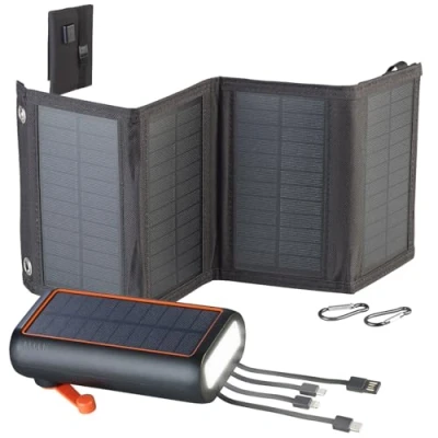Abbildung von revolt Kurbeldynamo: Solar Powerbank mit Kurbel &amp; Extra Solarpanel, 30.000 mAh, PD 20 Watt (Dynamo Powerbank, Dynamo Handy Ladestation)