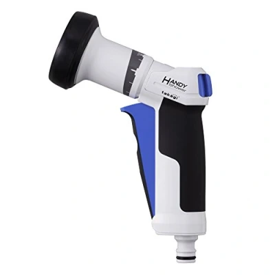 Abbildung von Takagi Premium (Handy Type) 4 Strahlarten 100% Dicht &amp; Tropfsicher! Gießbrause Gartenbrase Blau/Weiß/Schwarz, 6.6 x 16.5 17.6 cm