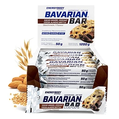 Abbildung von Energybody® Bavarian Bar Haferriegel &quot;Kakao Mandel Krokant&quot; 24x50g / Energieriegel als Oatsnack Powerriegel Flapjack Sportnahrung Haferflocken Riegel, Kohlenhydrate Riegel Sportlernahrung