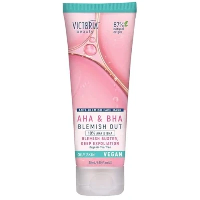Abbildung von Victoria Beauty AHA BHA Peeling Maske, exfolierende Anti Pickel Gesichtsmaske mit Salicylsäure für unreine und fettige Haut, hochwirksame Gesichtspflege, vegane Formel, 50ml