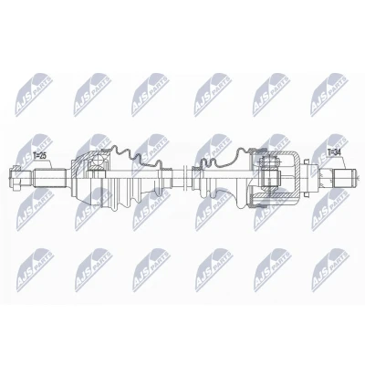 Abbildung von NTY NPW FR 103 Antriebswelle Vorderachse links 565 77 FORD: FIESTA 6