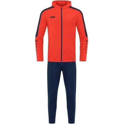 Abbildung von JAKO Kinder Trainingsanzug Polyester Power mit Kapuze, Flame/Marine, 140