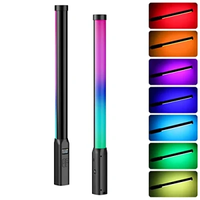 Abbildung von ULANZI VL119 Handheld Videoleuchte 10W, 360 Volle Farben RGB Lichtstab, Helligkeit 360Lux@0.5m, Tube Light mit 2600mAh Akku, 2500K 9000K Verstellbar für Portrait Produktfotografie