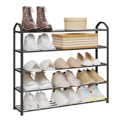 Abbildung von WOLTU Schuhablage Schuhregal Ablage Ständer, 5 Schicht für ca. 20 Paare Frau Schuhe, XXL Ständer Regale, 79x19,5x79cm, Schwarz