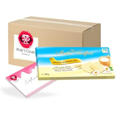 Abbildung von 5 x Maître Truffout Weisse Schokolade Tafel 100g mit Geschenk von Pere&#039;s Candy